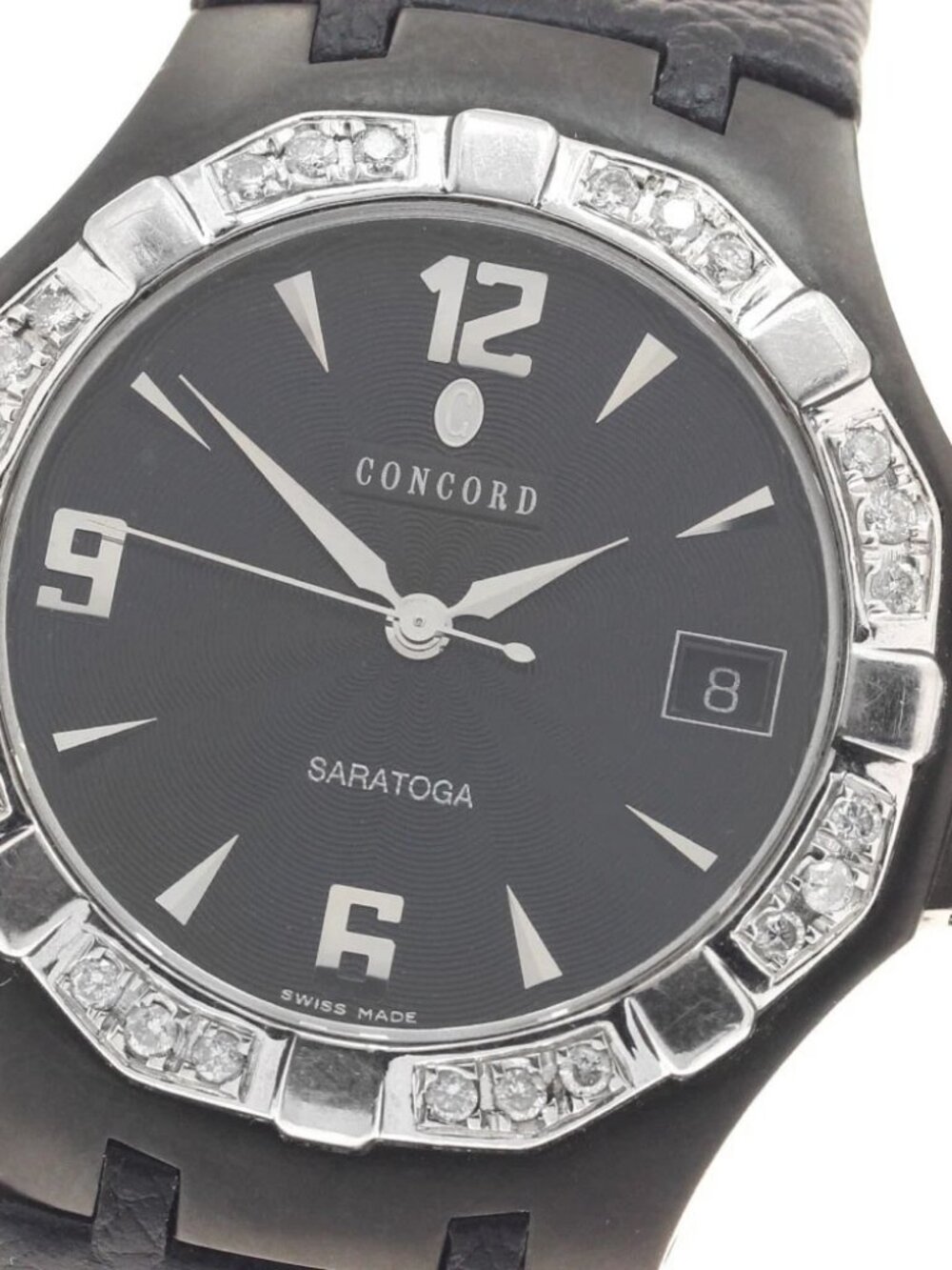 Concord Saratoga 14.C2.1894.1 Diamond Bezel Black Dial Quartz Men's Watch_957061